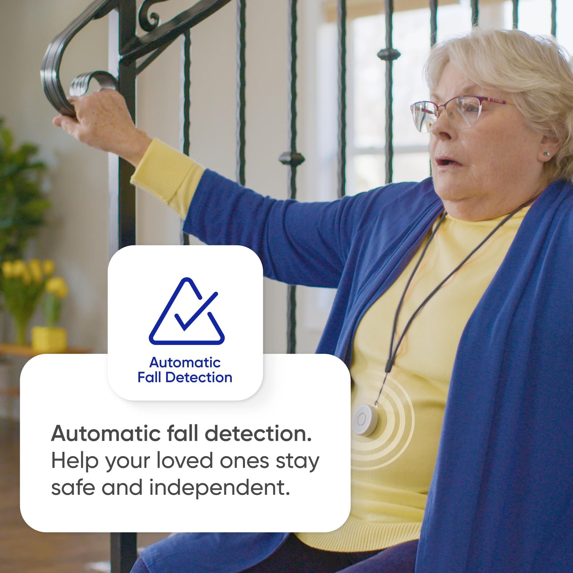 Sistema de alerta médica, detección de caídas para personas mayores, sistema de seguridad con monitoreo WiFi en el hogar, botón de llamada de emergencia, alerta de caídas personalizada, cuidador virtual, prueba gratuita de 60 días, suscripción mensual. - BH+ ESSENTIALS
