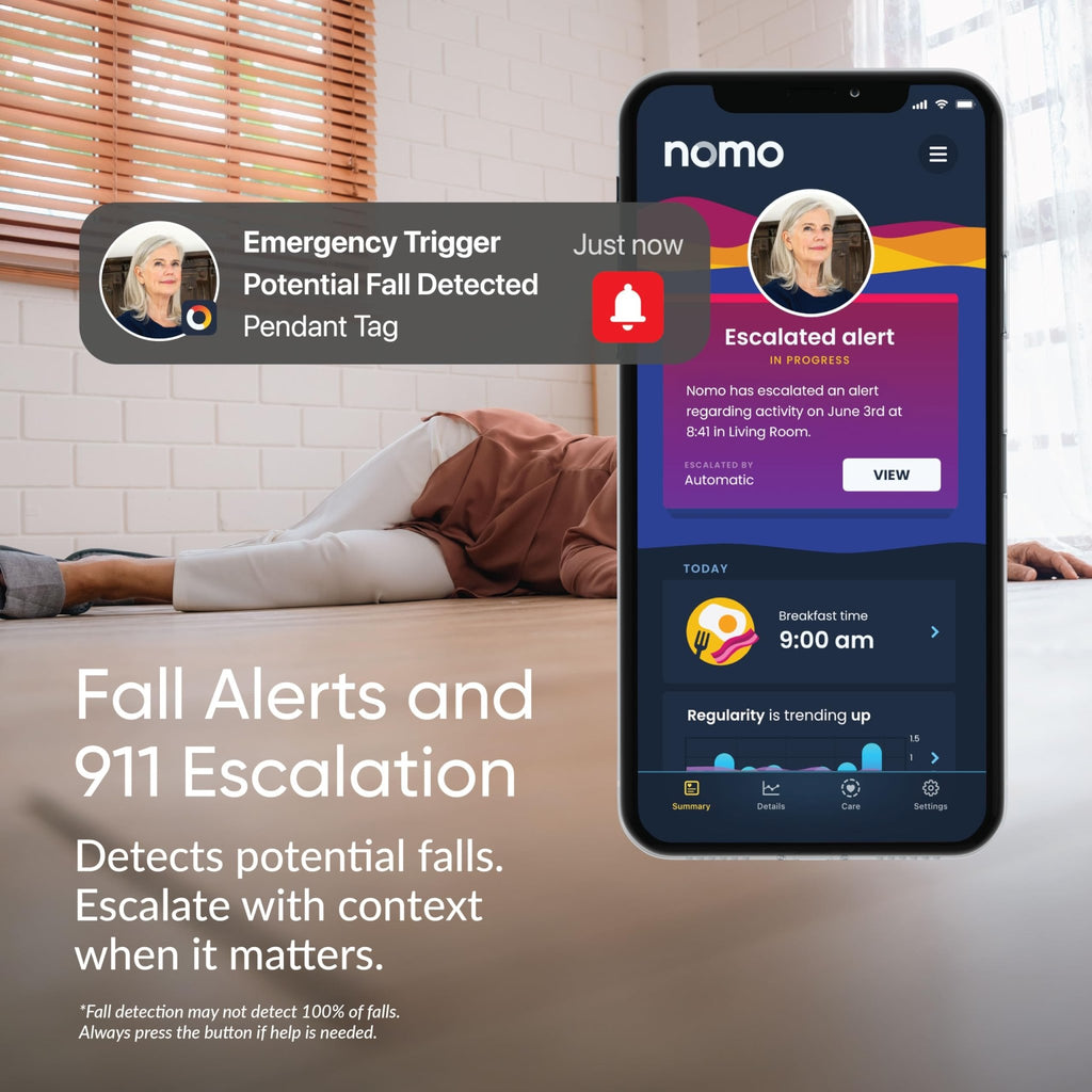 Sistema de alerta médica, detección de caídas para personas mayores, sistema de seguridad con monitoreo WiFi en el hogar, botón de llamada de emergencia, alerta de caídas personalizada, cuidador virtual, prueba gratuita de 60 días, suscripción mensual. - BH+ ESSENTIALS
